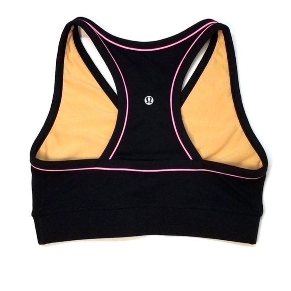 LULULEMON Sports Bra Racerback Black with Pink Trim - Picture 2 of 4